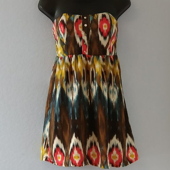 Strapless Multicolor Mini Dress (Small) - Picture 1 of 4